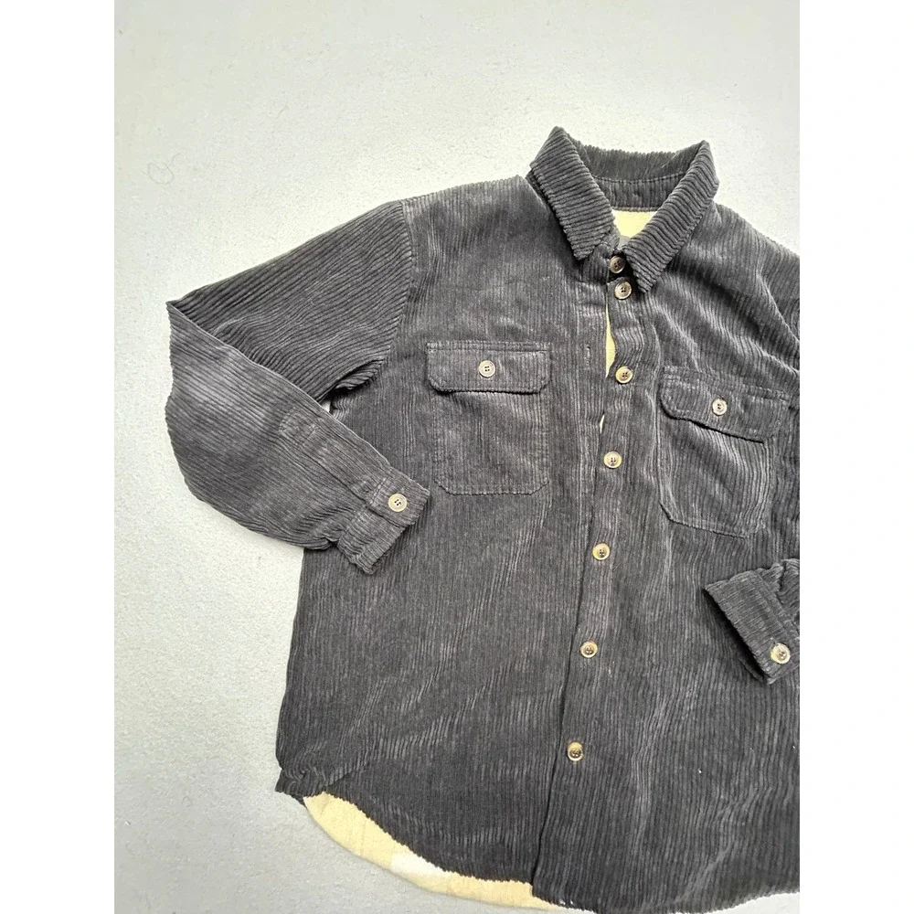 Love Tree Shirt Jacket Corduroy Polyester Gray Small Womens